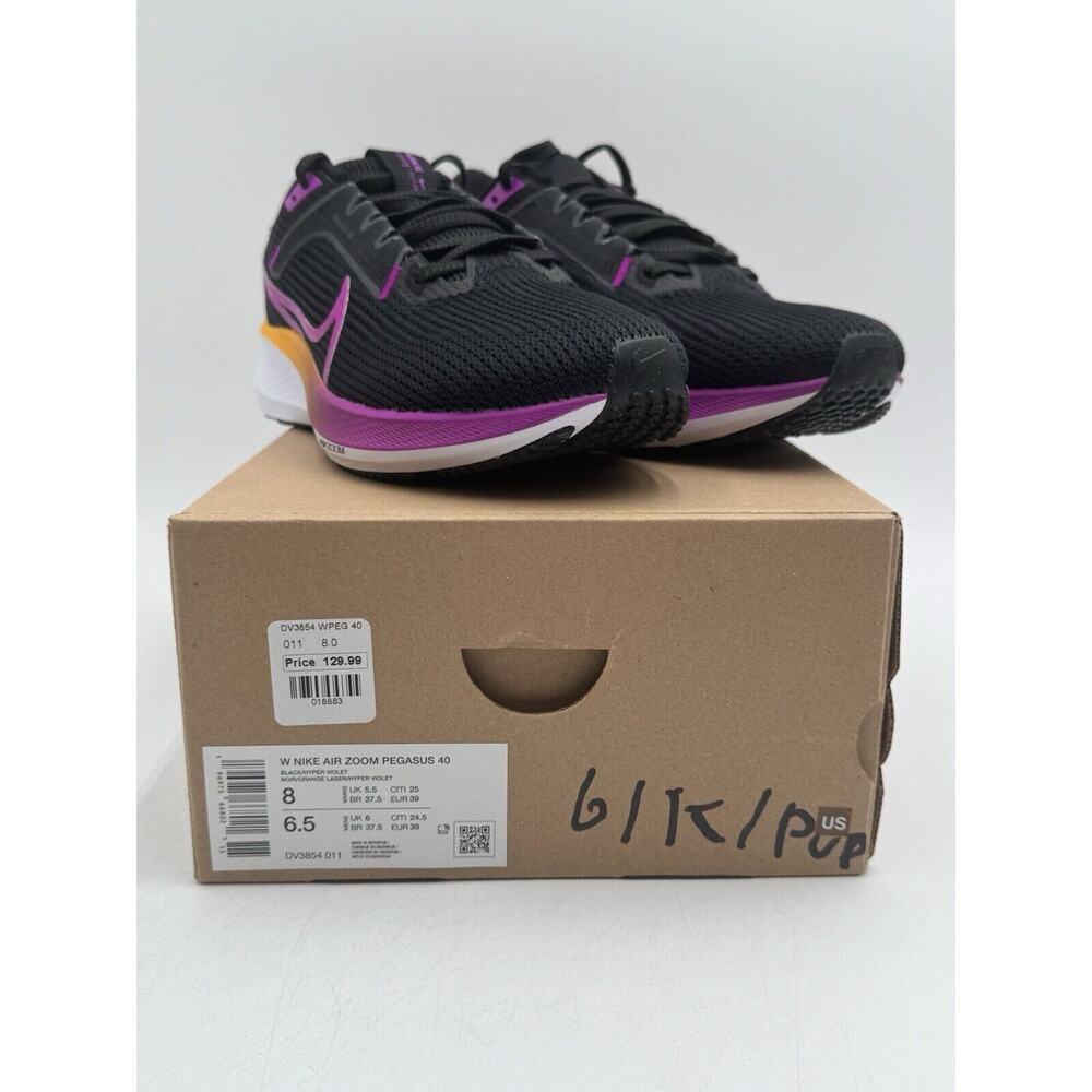 NEW Nike AIR ZOOM PEGASUS 40 Women's Athletic Sneaker Black US Size 8 NIB - Picture 11 of 11